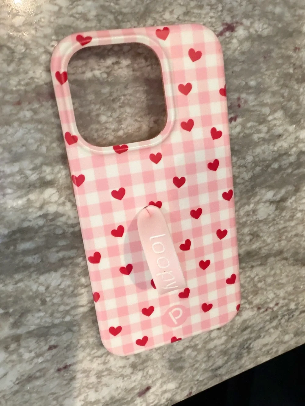 15 pro Loopy Pink Heart Check Phone Case with Grip